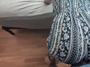 Why bounce that big ass on his cock while clothed?