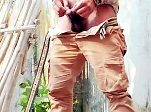 Look at this small hairy black cock pissing everywhere outdoors and indoors!