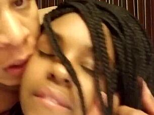 Ebony beauty gets fucked rough and nasty with big black cock in hotel room quickie