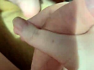 Masturbating big cock solo in the warm sunshine with feet fetish pov action