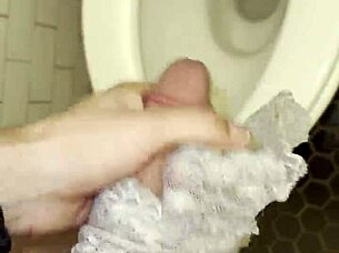 You left your thongs in the bathroom! Now my cock's crazy hard for solo masturbation!