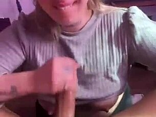 Oh Wow, Watch This Magic Girl Make That Cock Disappear With Sloppy Handjob And Swallow!