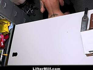 Why are you shoplifting in my garage? Now this busty milf will punish you both hard!