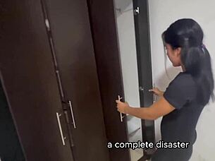 beautiful skinny brunette pays the rent with her perfect body english 😍💦