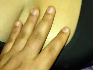 Mature woman with big ass walks down the street in thong under transparent leggings.