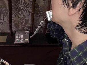 Japanese domina gives intense femdom handjob footjob to client with oiled lingerie stockings in uncensored jav porn