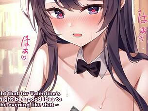 Valentines day with sakurajima mai in blowjob missionary bunny costumes outdoor public cosplay hentai joi