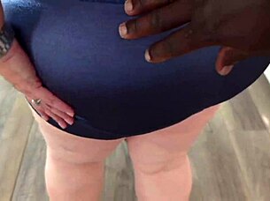 delivery guy starts fingering big ass busty hot milf in mini dress then pussy fucks her doggystyle with close up and cum in panties