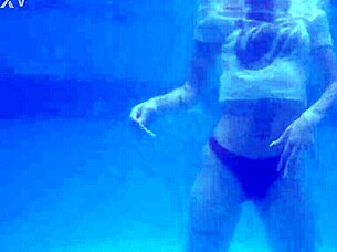 rock style wet ashley rose shows skinny blonde ass and natural tits by pool