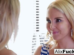 Alix and Aaliyah make use of the kitchen counter for their activity together in a casual setting