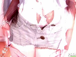 spanish model displays her curvy figure and long hair in lingerie and heels