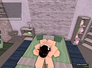 Whoa, check this blonde roblox thick slut deepthroating and fucking that white cock like crazy! 😈