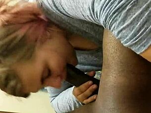 Hey, want to give me a deep interracial blowjob with your big black monster cock right here at work?