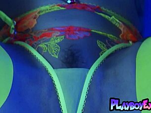 petite busty milf joanna angel slips out of her colorful neon lingerie 😏