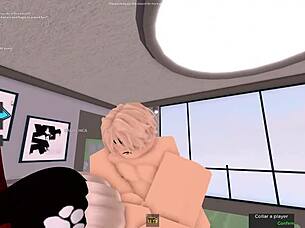 Whoa, check this blonde roblox thick slut deepthroating and fucking that white cock like crazy! 😈