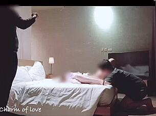 Hey, why not join this amateur Asian threesome with doggystyle creampie outdoors?