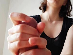 hey, check this couple massaging his cock in lingerie for a hot pov orgasm close up 😏