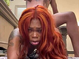 Hoochie coochie gets even better with amateur big black cock action in wet pussy licking and bareback riding fun.