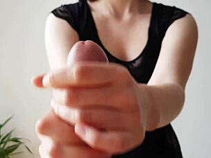 hey, check this couple massaging his cock in lingerie for a hot pov orgasm close up 😏