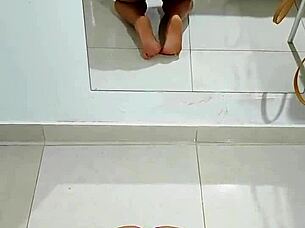 Oh gosh, I'm helping the maid's daughter get her morning milk with some asian handjob and licking outdoors.