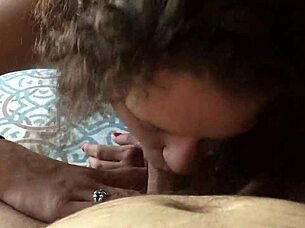 Pretty pawg gives a long blowjob until the guy nuts in her mouth