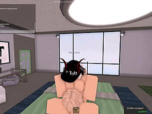 Whoa, check this blonde roblox thick slut deepthroating and fucking that white cock like crazy! 😈