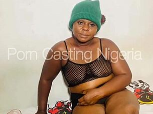 Amateur milf with big tits and fat pussy auditions in casting interview. She fingers herself solo to orgasm.