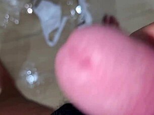 Italian stud rips panties spits on horny cock for quick anal handjob cumshot dirty talk