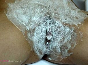 I Feel So Vulnerable Shaving My Hairy Pussy Close Up. Intimate Fingering Follows