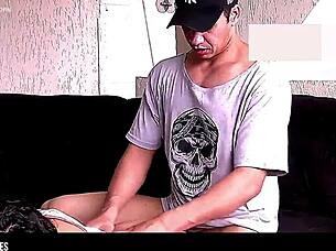 A fit couple explores passionate encounters with kissing and athletic moves in lingerie.