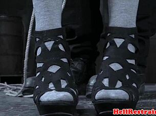 I feel the intense pain as this restrained sub gets waxed and whipped by maledom