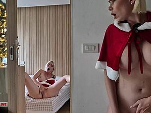 Caught Neighbor Masturbating Leads to Mutual Orgasm Session with Twin Vibes