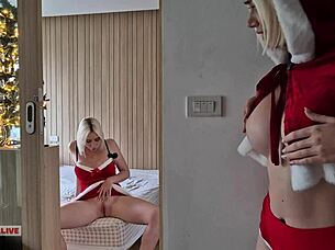 Caught Neighbor Masturbating Leads to Mutual Orgasm Session with Twin Vibes