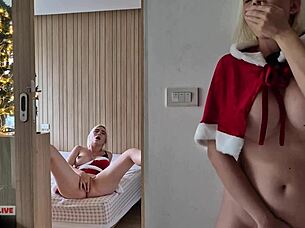 Caught Neighbor Masturbating Leads to Mutual Orgasm Session with Twin Vibes