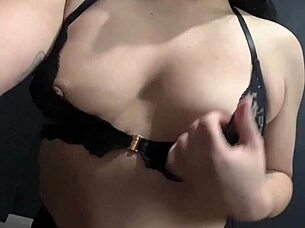 Brunette latina slut sucks two cocks with dildo until covered in cum