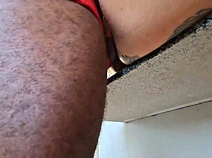 Curly Brazilian Milf Enjoys Interracial Ass Play in Laundry Room Before Christmas Party