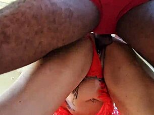 Curly Brazilian Milf Enjoys Interracial Ass Play in Laundry Room Before Christmas Party