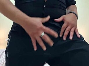 Italian stud rips panties spits on horny cock for quick anal handjob cumshot dirty talk