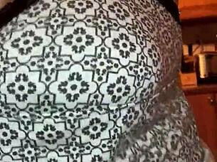 Amateur wife with big tits and big ass starts dancing wildly, shaking her curves everywhere
