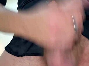 Italian stud rips panties spits on horny cock for quick anal handjob cumshot dirty talk