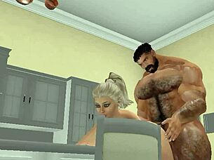 lucky neighbor discovers intense passion with muscular football hunk in kitchen encounter