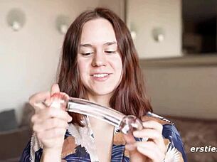 Anca Enjoys Intense Dildo Masturbation With Shaved Pussy And Natural Tits In Solo Session