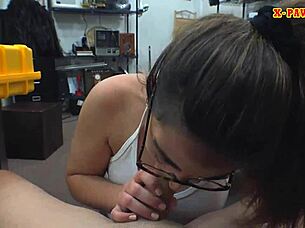 I feel so excited as this brunette with glasses gets banged hard in amateur group pov reality
