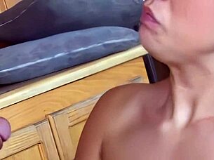 hey brunette slut, wanna give me that beautiful deepthroat blowjob on the bed?