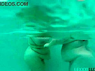 Busty BBW Lexxxi Luxe and friend splash around in pool fun