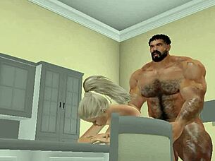 lucky neighbor discovers intense passion with muscular football hunk in kitchen encounter