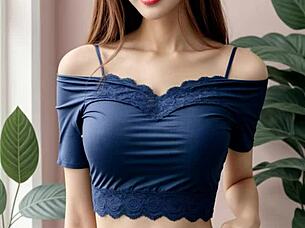 cute and kawaii japanese lingerie models showing feet and panties in asian style