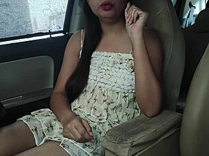 Blackmailing my cute ex-girlfriend for risky public car sex with cumshot and hardcore fucking outdoors!