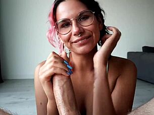 huge cock gives deepthroat blowjob to young blonde babe with natural tits then cums on face after sloppy action