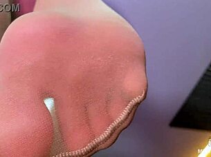 worship those nylon soles, you pathetic worm under the goddess's feet!